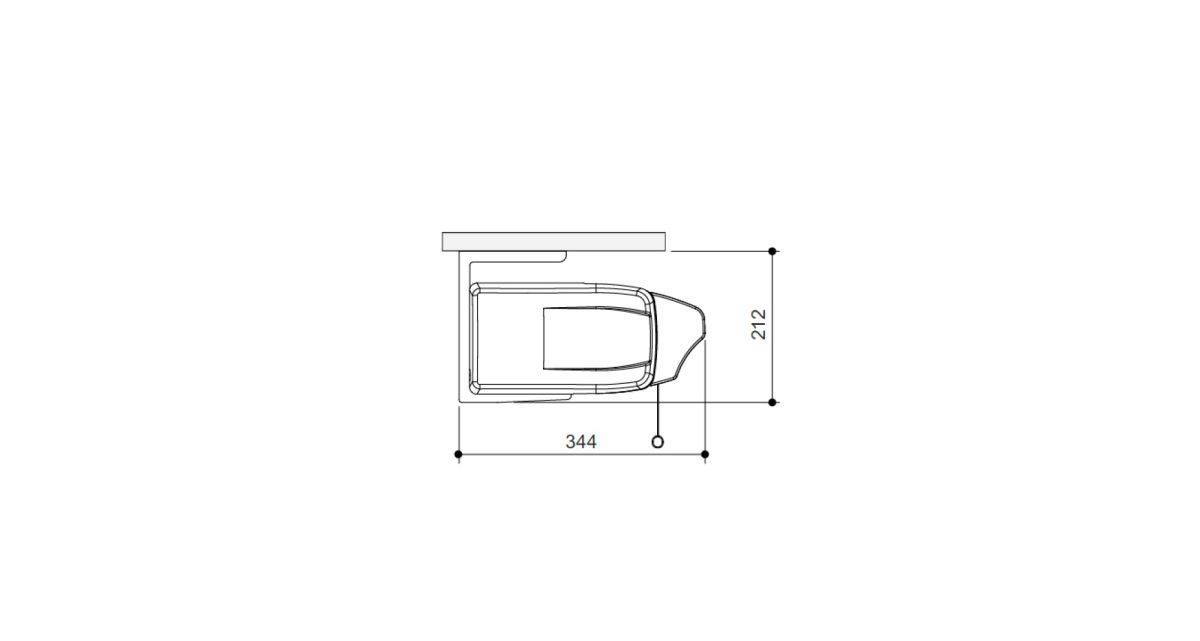 Die Abmessungen der Hella C2 Kassettenmarkise mit Volant-Rollo bei Deckenmontage, von Frimey GmbH.