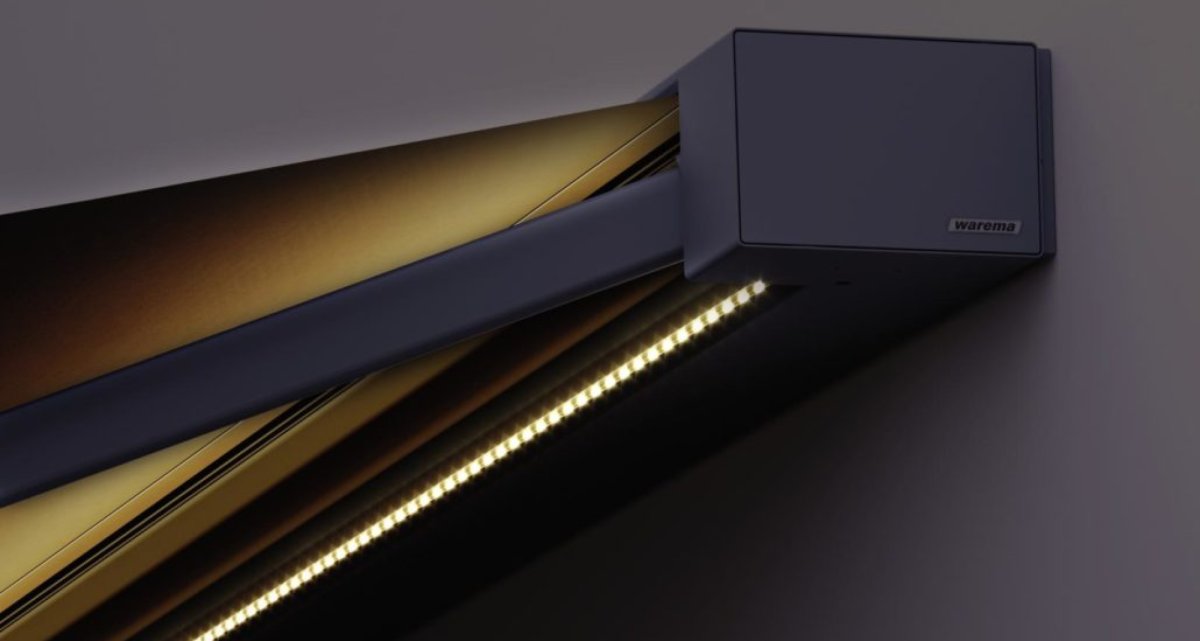 Die Kassettenmarkise K50 von Warema mit optionaler LED Beleuchtung im Kassettengehäuse.