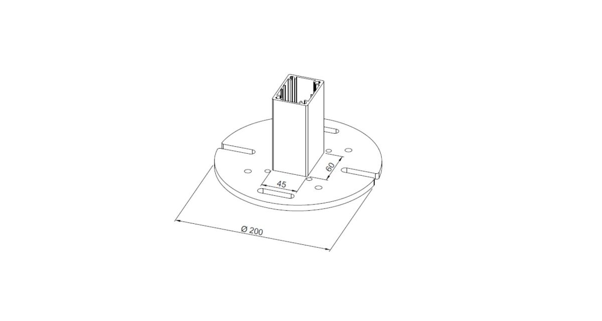 Die Befestigungsplatte des Pfostens der Warema Perea P40 Pergolamarkise, bei Frimey GmbH.