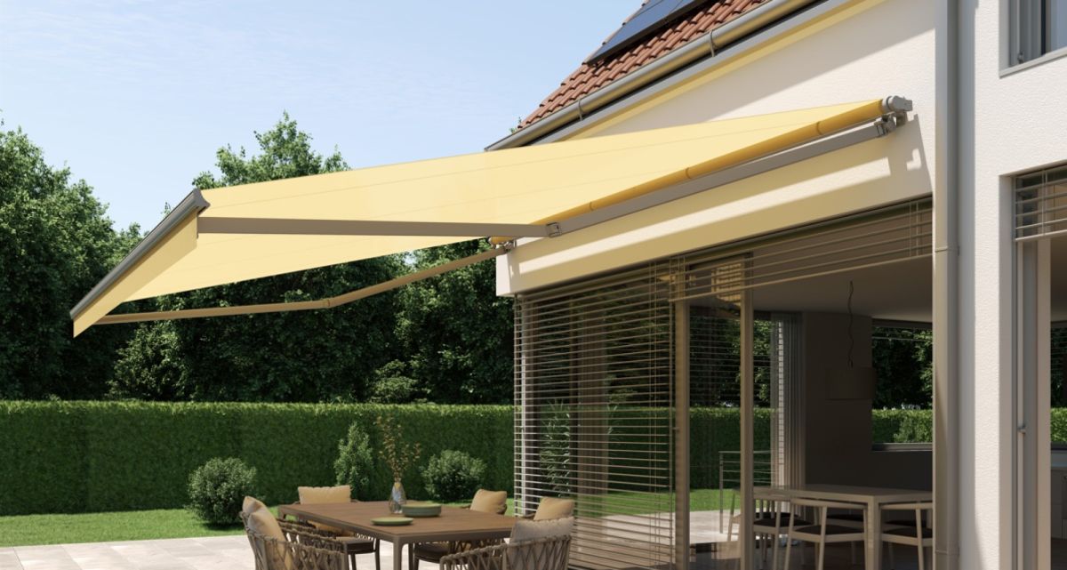 Das hochwertige Markisentuch von WOundWO in Beige entspricht höchste Qualität , bei Frimey GmbH.