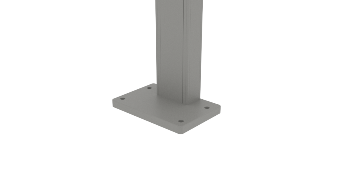 Die Flanschplatte für das Fundament im Detail der WOundWO Standmarkise Winglight Compact, bei Frimey GmbH.