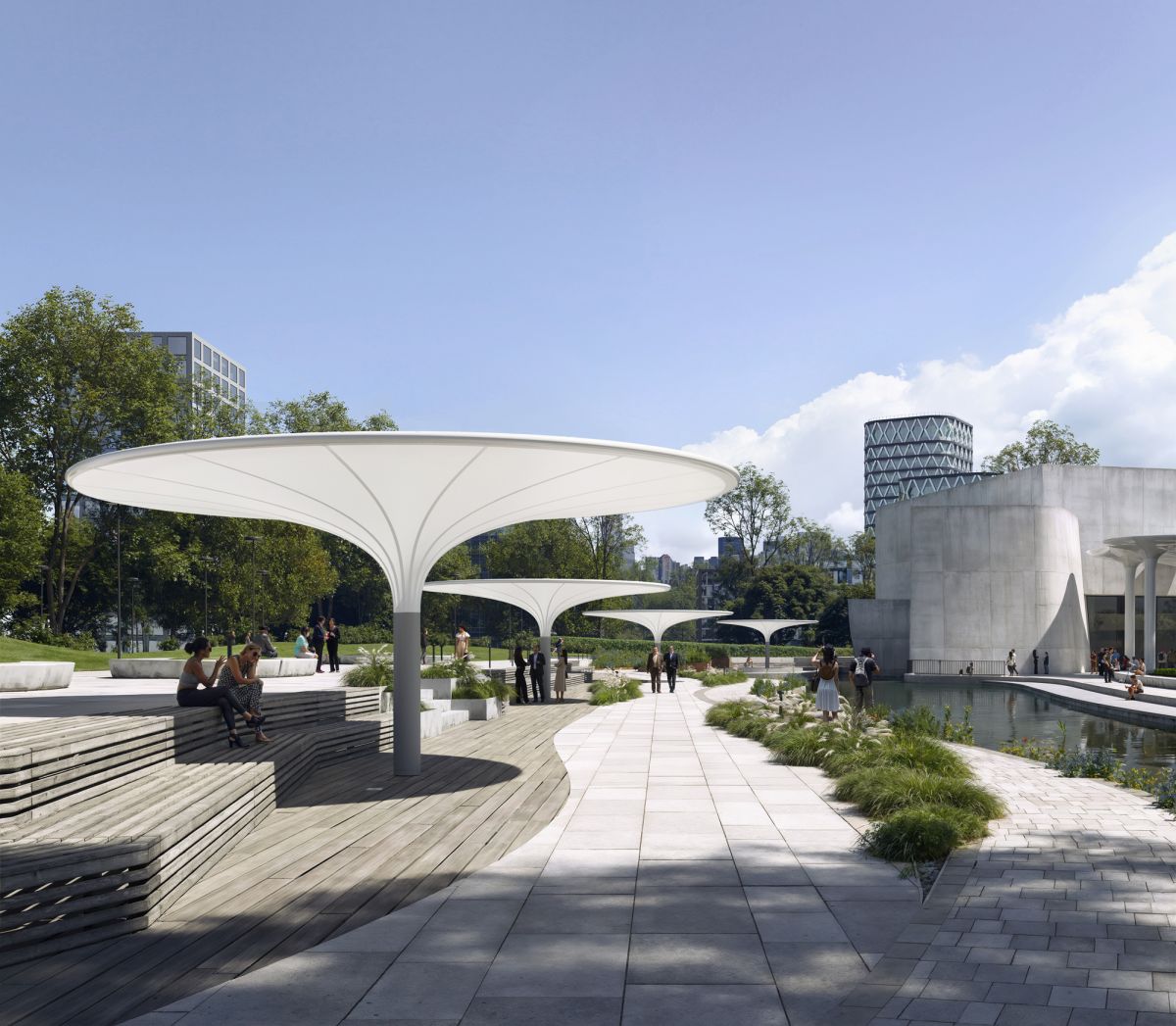 Frimey textile Architektur Schirmdach